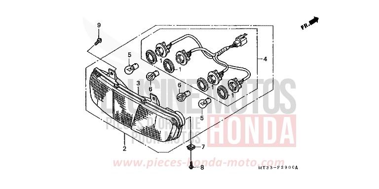 REAR COMBINATION LIGHT for Pan-European ABS BLACK-Z (NH1ZD) from 1992